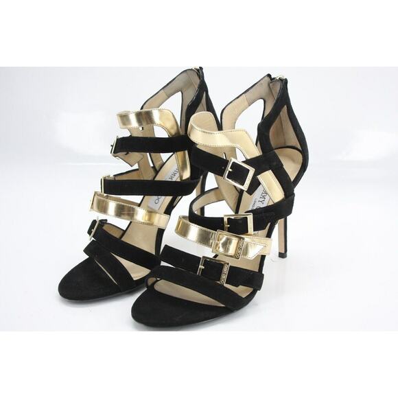 Jimmy Choo Bubble Bronx Caged Strappy Sandals Gold Metallic - Picture 2 of 11